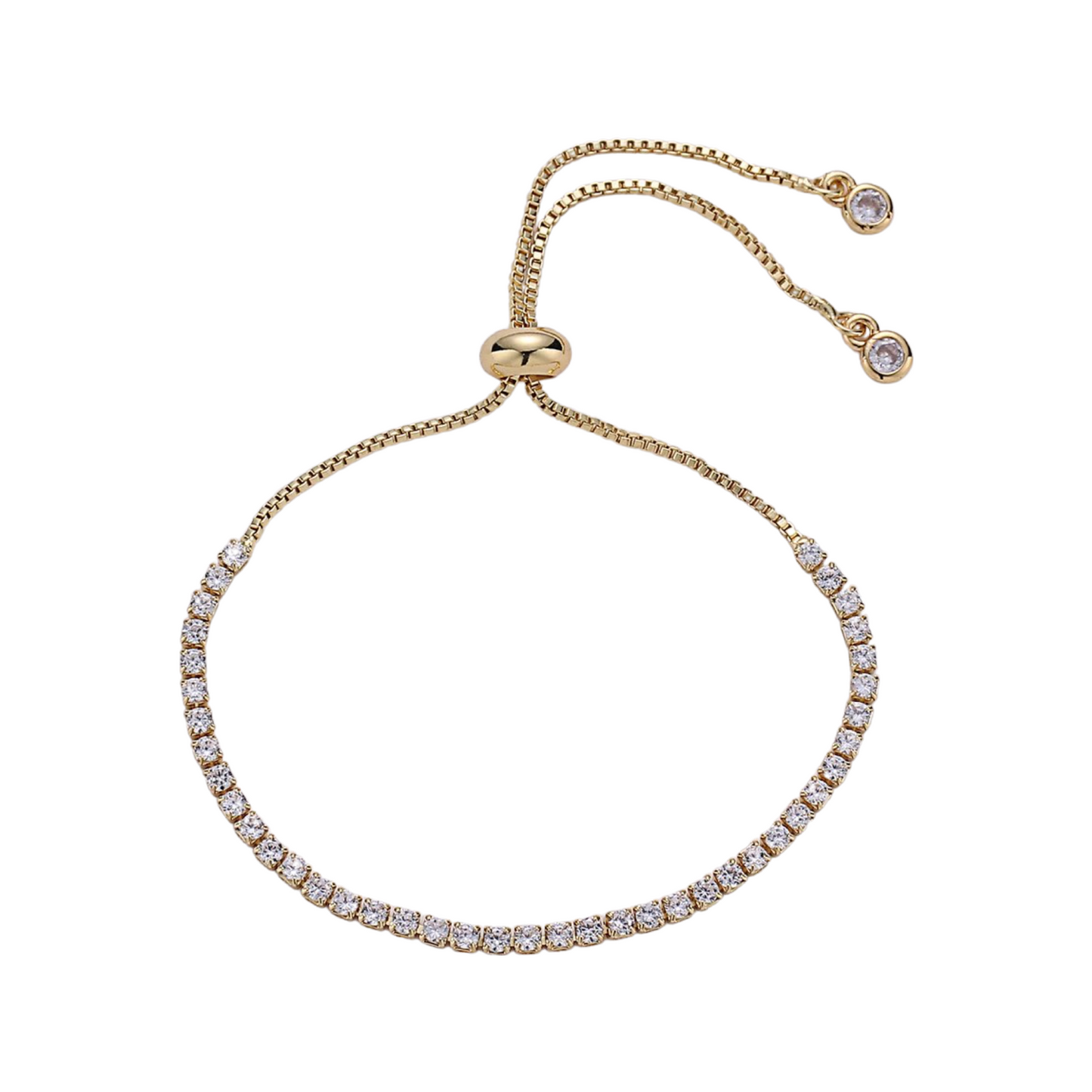 Gold Filled Drawstring Micro Pave Tennis Bracelet
